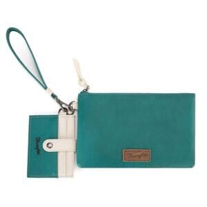 Montana West x Wrangler Turquoise Wristlet Wallet Dual Pouch Card Holder NEW
